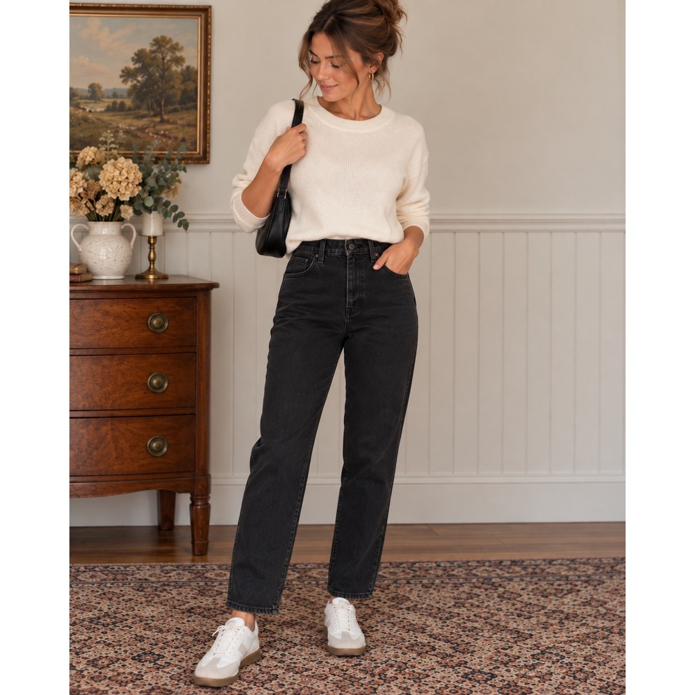 Sunday Best Black High-Rise Straight Leg Jeans — Size 8